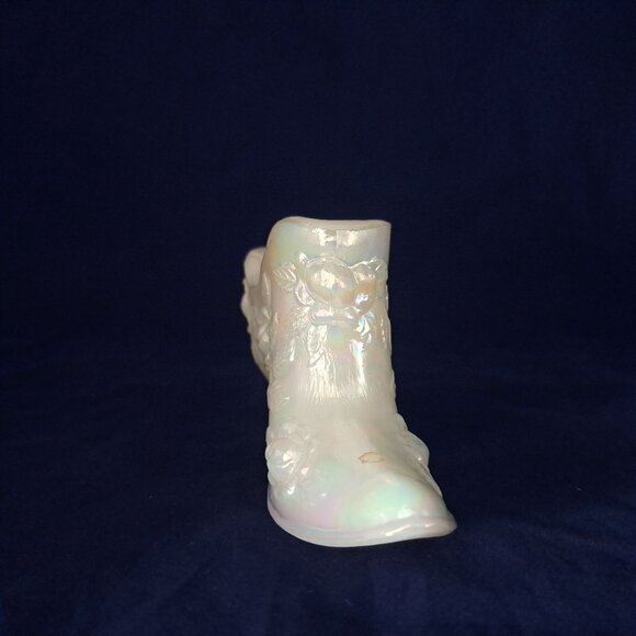 Fenton Iridescent Glass Shoe Figurine With Floral Design - Picture 6 of 11